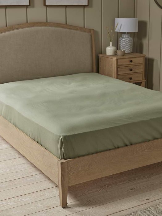 Cotton Double Fitted Sheet- Eucalyptus