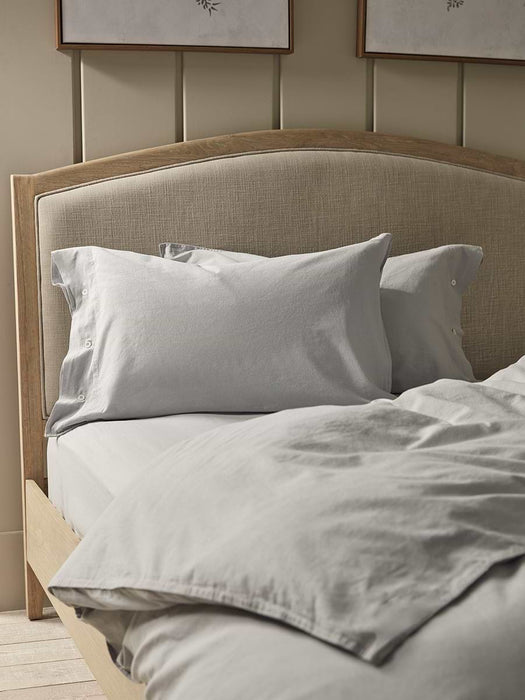 Two Cotton Pillowcases - Pewter Grey