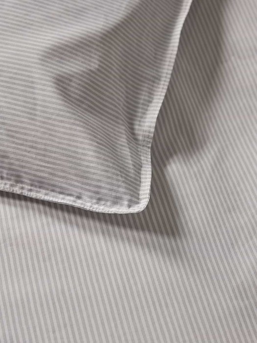 Cotton Double Duvet Cover Set - Pewter Grey Stripe