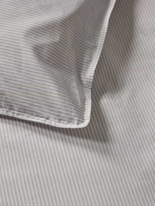 Cotton King Duvet Cover Set - Pewter Grey Stripe