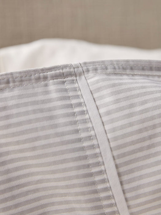 Cotton Double Duvet Cover Set - Pewter Grey Stripe