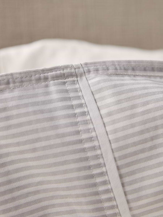Cotton Double Duvet Cover Set - Pewter Grey Stripe