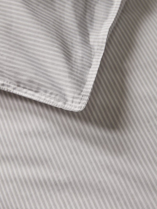 Cotton Double Duvet Cover Set - Pewter Grey Stripe