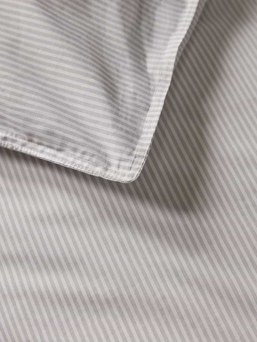 Cotton Double Duvet Cover Set - Pewter Grey Stripe
