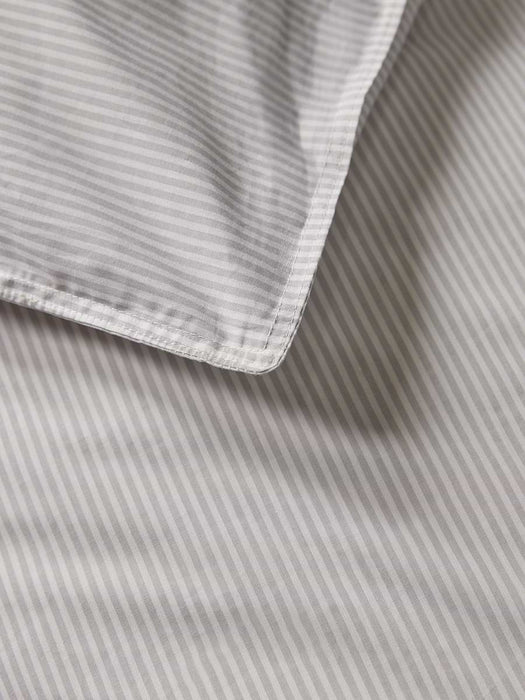 Cotton King Duvet Cover Set - Pewter Grey Stripe