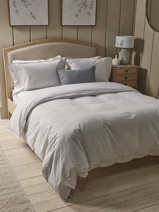 Cotton King Duvet Cover Set - Pewter Grey Stripe