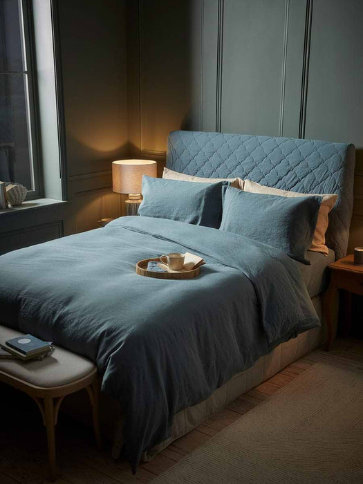 Luxury Linen King Duvet Cover - Nordic Blue