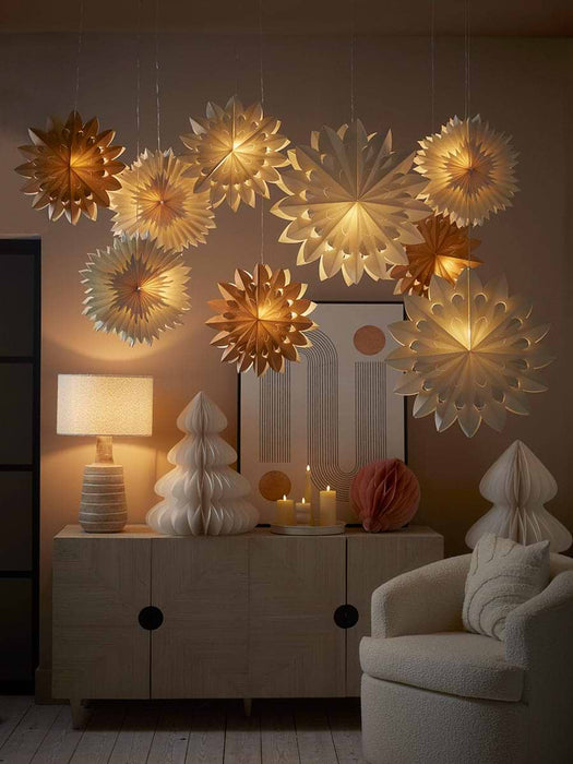 Light Up Paper Star - Cream - Large