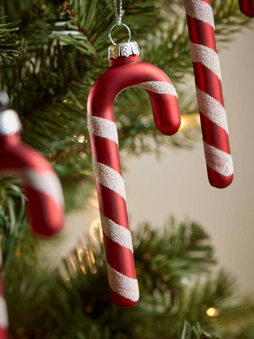 Three Candy Cane Glass Baubles