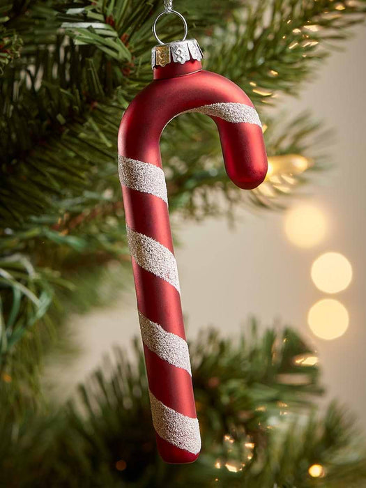 Three Candy Cane Glass Baubles