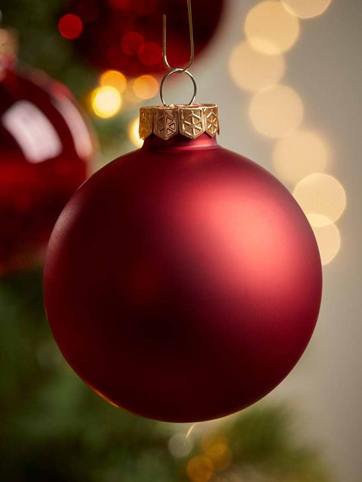 Glass Bauble Selection Box - Berry Red