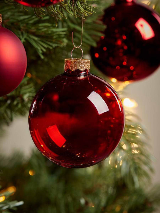 Glass Bauble Selection Box - Berry Red