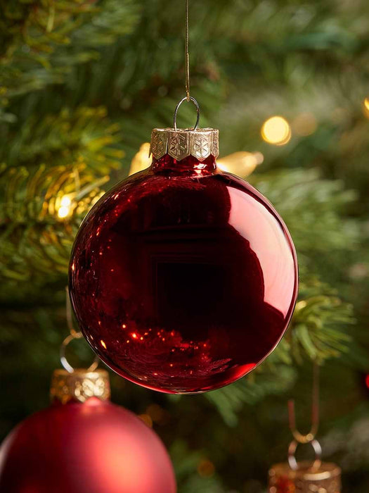 Glass Bauble Selection Box - Berry Red