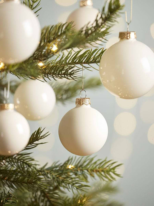 Glass Bauble Selection Box - Cream