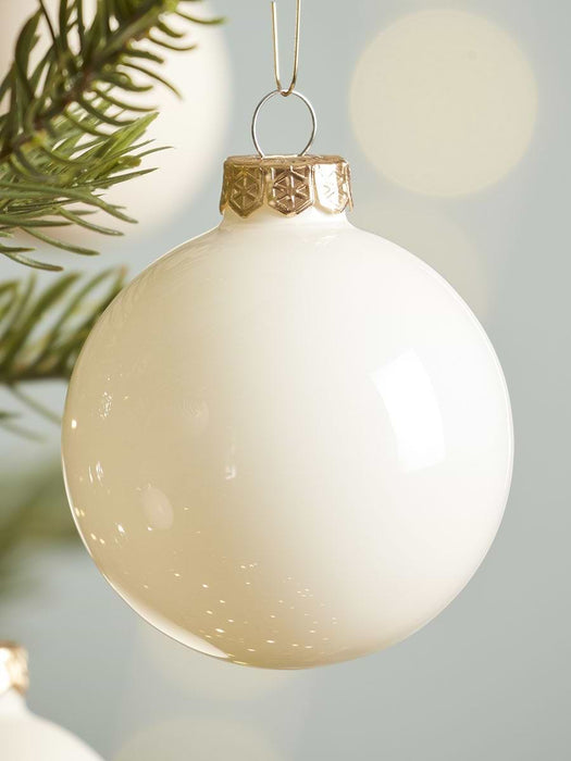 Glass Bauble Selection Box - Cream