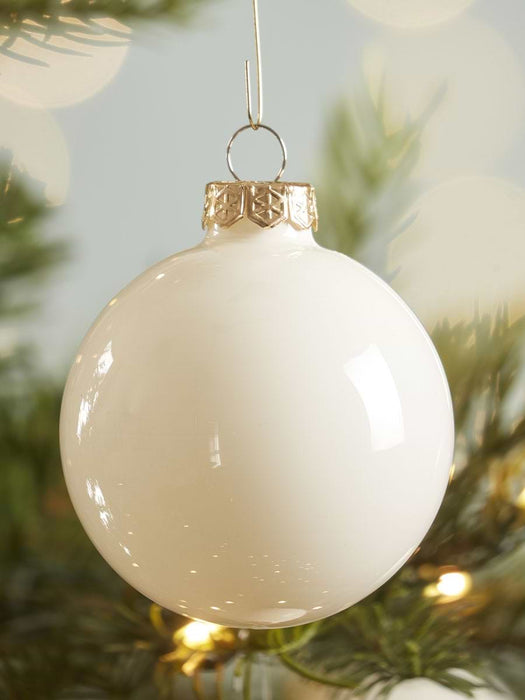 Glass Bauble Selection Box - Cream