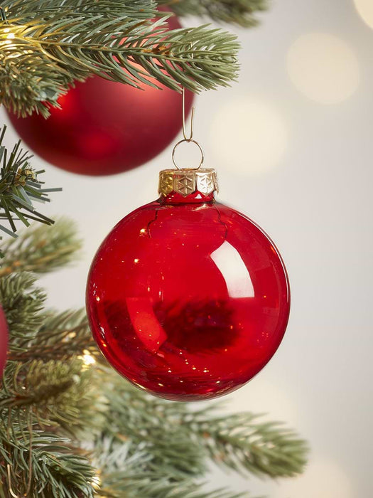 Glass Bauble Selection Box - Festive Red