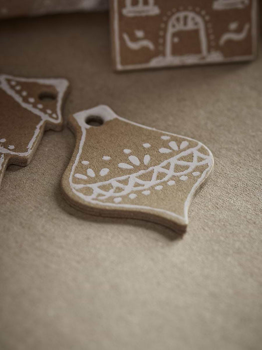 Twelve Miniature Gingerbread Recycled Wrapping Charms