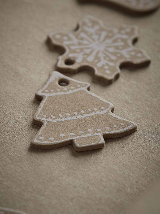 Twelve Miniature Gingerbread Recycled Wrapping Charms