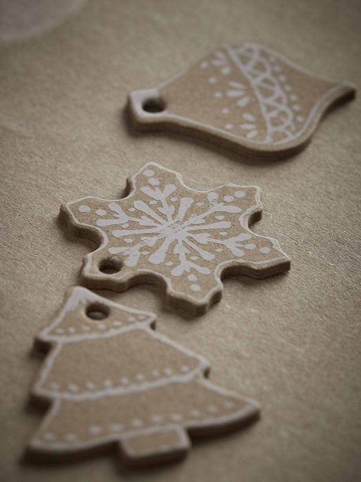 Twelve Miniature Gingerbread Recycled Wrapping Charms