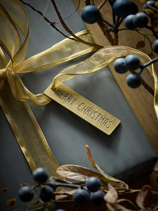 Six Distressed Metal Merry Christmas Wrapping Charms