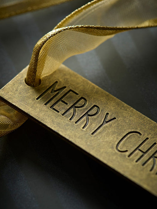 Six Distressed Metal Merry Christmas Wrapping Charms