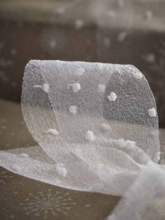 Snowball Textured Organza Ribbon - White 15m