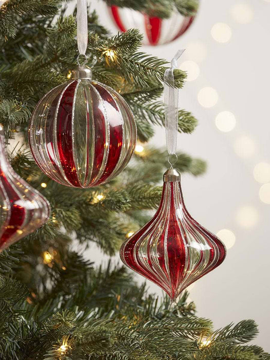 Six Luxury Candy Striped Glass Baubles