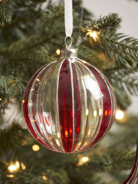 Six Luxury Candy Striped Glass Baubles