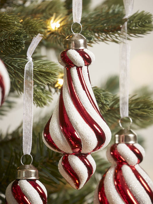 Six Candy Striped Glass Drops