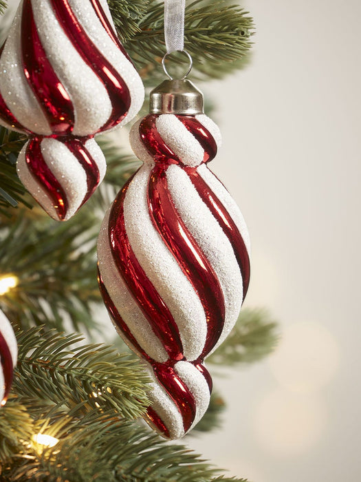 Six Candy Striped Glass Drops
