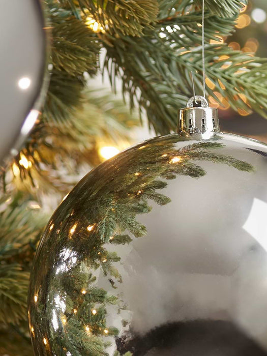 Three Oversized Shatterproof Baubles - Silver - 14cm