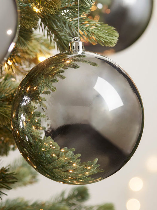 Three Oversized Shatterproof Baubles - Silver - 14cm