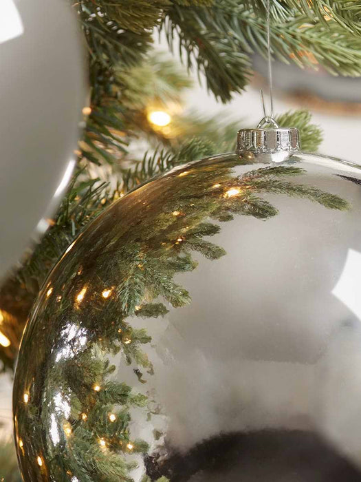 Three Oversized Shatterproof Baubles - Silver - 20cm