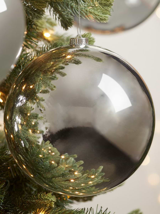 Three Oversized Shatterproof Baubles - Silver - 20cm