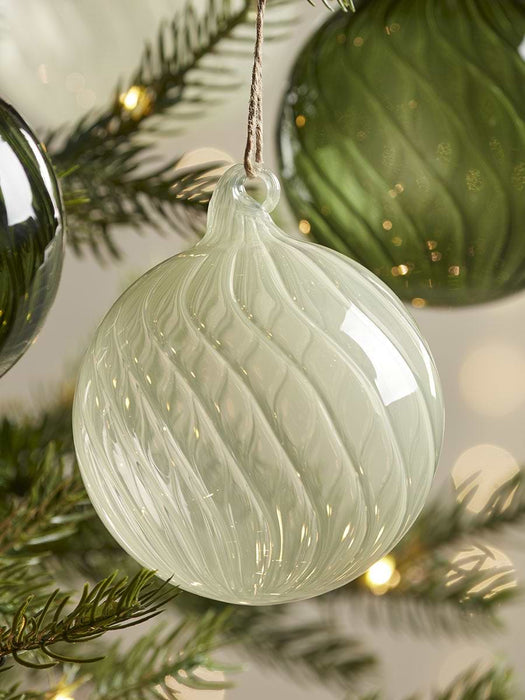 Six Swirl Glass Baubles - Spruce - Large
