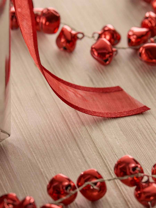 Pearlised Organza Ribbon - Festive Red 25m