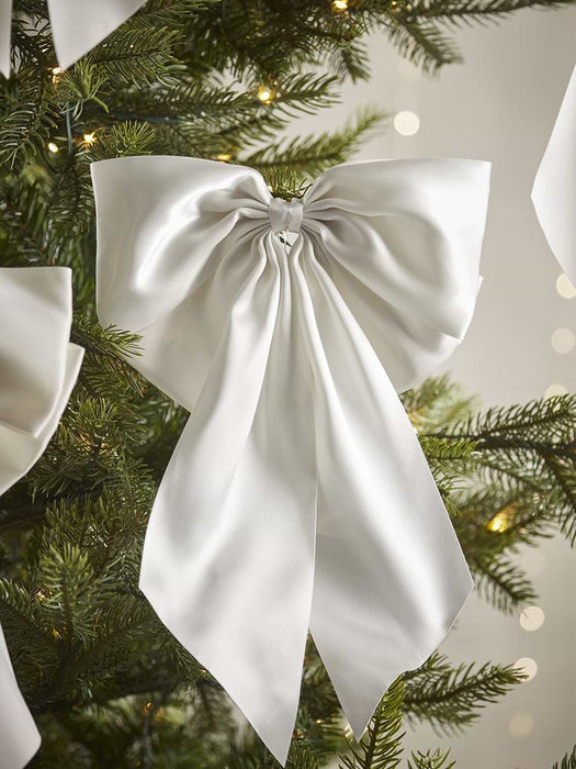 Four Supersized Satin Tree Bows - White