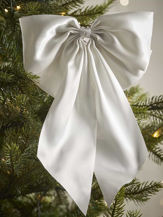 Four Supersized Satin Tree Bows - White