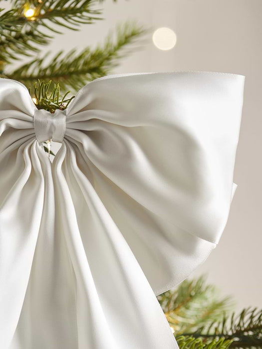 Four Supersized Satin Tree Bows - White