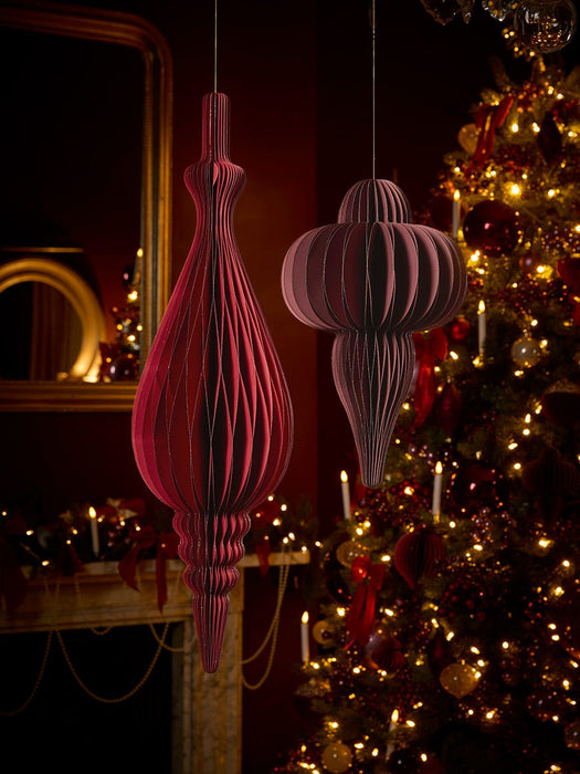 Supersized Honeycomb Paper Finial - Berry Red