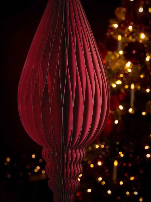 Supersized Honeycomb Paper Finial - Berry Red