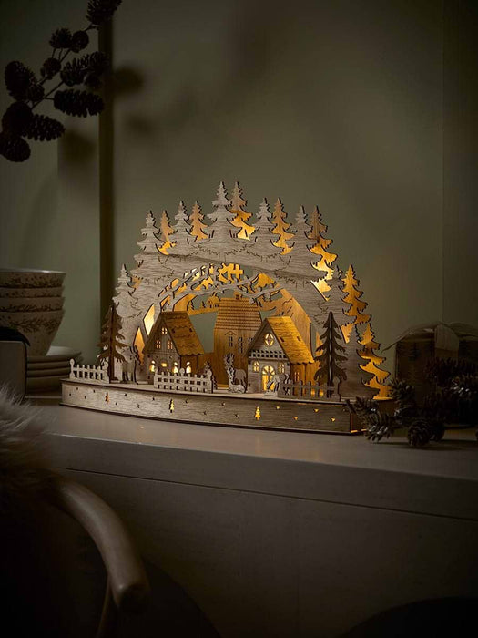 Festive Forest Wooden Lit Village