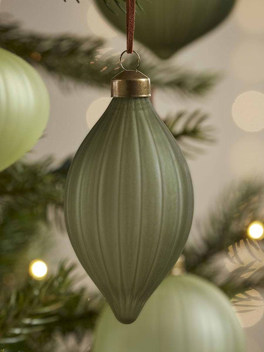 Twelve Frosted Glass Baubles - Moss Mix