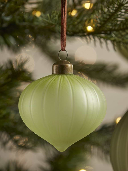 Twelve Frosted Glass Baubles - Moss Mix