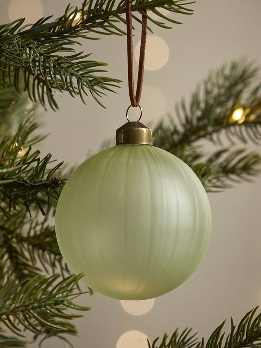 Twelve Frosted Glass Baubles - Moss Mix