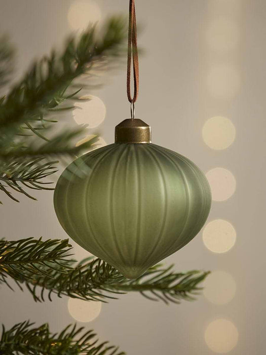 Twelve Frosted Glass Baubles - Moss Mix