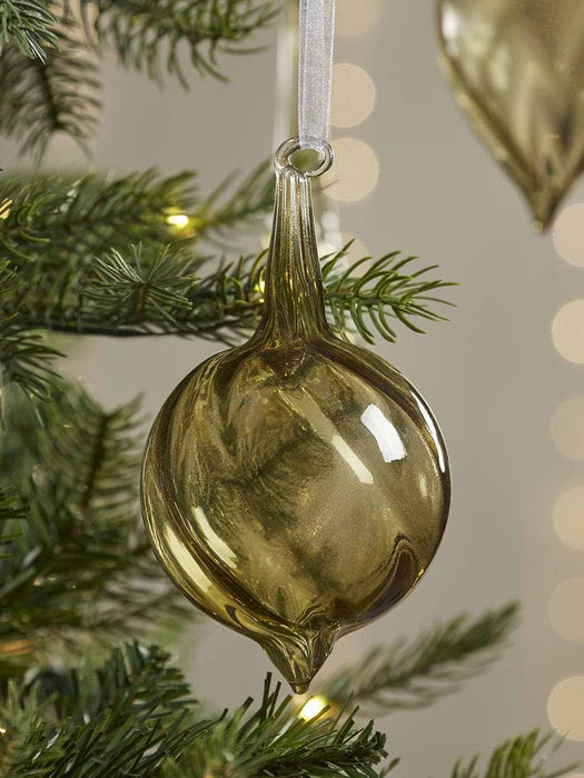 Six Twisted Glass Drops - Moss