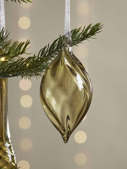 Six Twisted Glass Drops - Moss