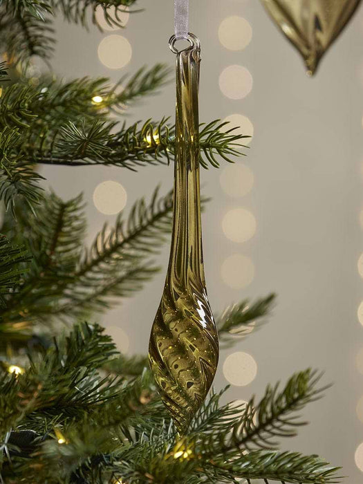 Six Twisted Glass Drops - Moss